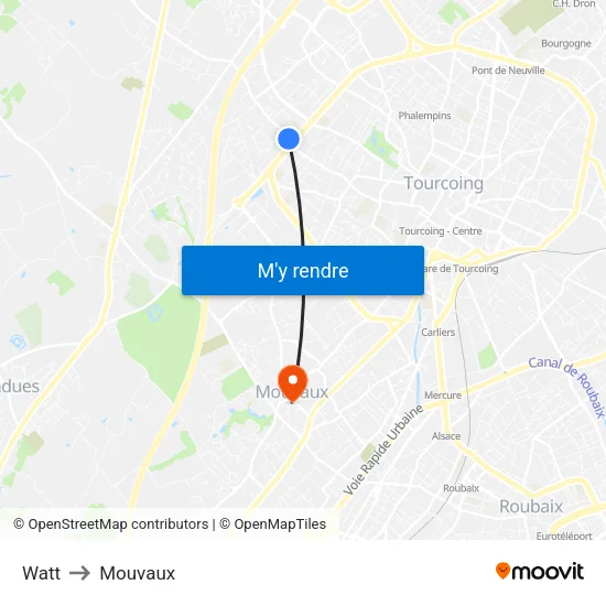 Watt to Mouvaux map