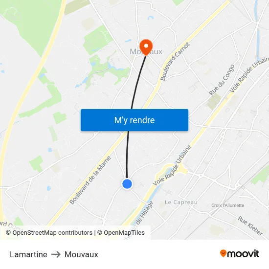 Lamartine to Mouvaux map