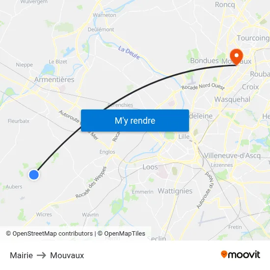 Mairie to Mouvaux map