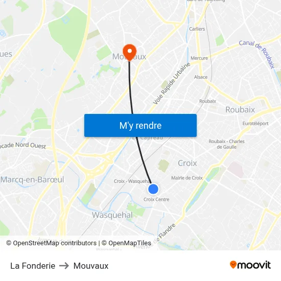 La Fonderie to Mouvaux map