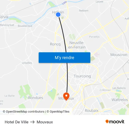 Hotel De Ville to Mouvaux map