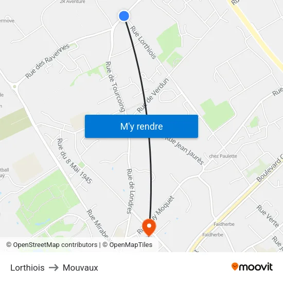 Lorthiois to Mouvaux map