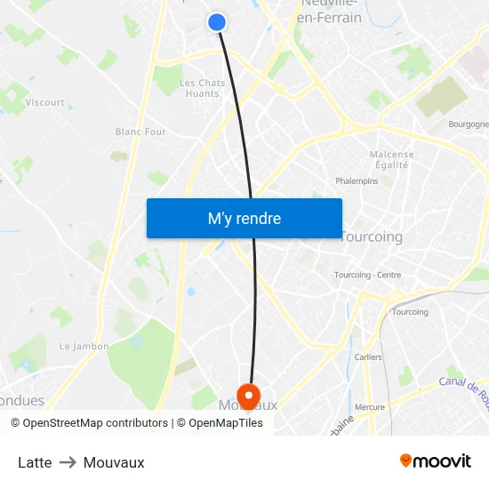 Latte to Mouvaux map