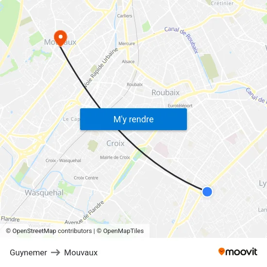 Guynemer to Mouvaux map