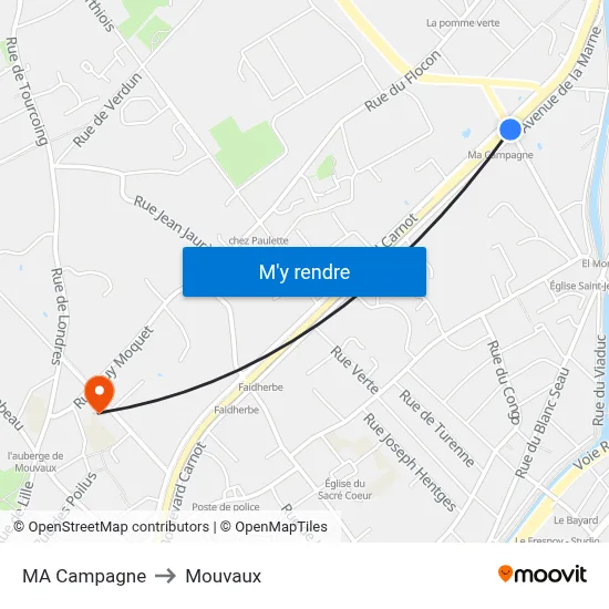 MA Campagne to Mouvaux map