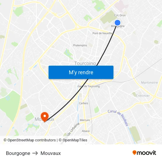Bourgogne to Mouvaux map