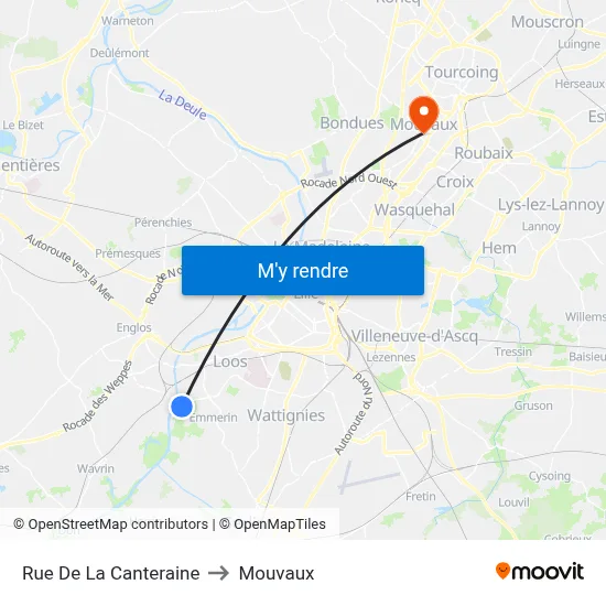 Rue De La Canteraine to Mouvaux map