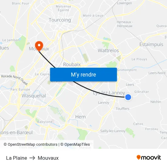 La Plaine to Mouvaux map