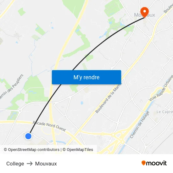 College to Mouvaux map