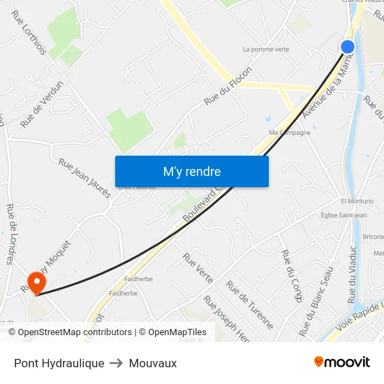Pont Hydraulique to Mouvaux map