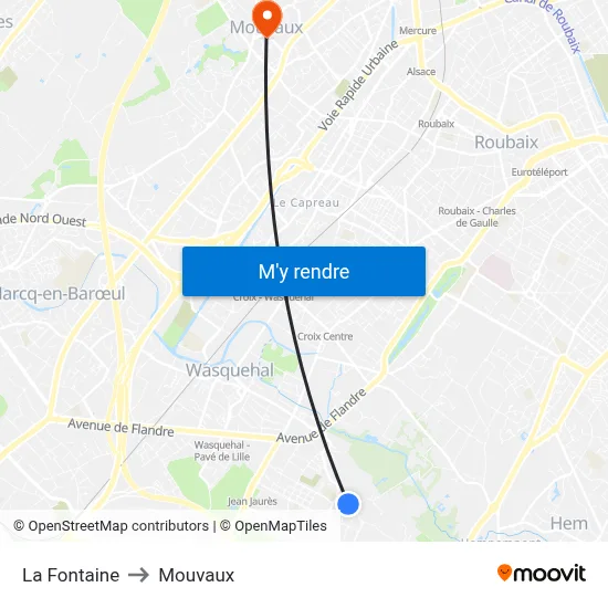 La Fontaine to Mouvaux map