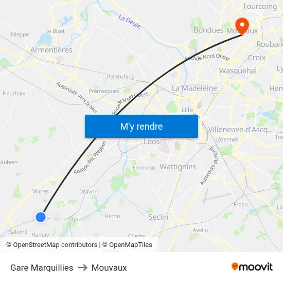 Gare Marquillies to Mouvaux map