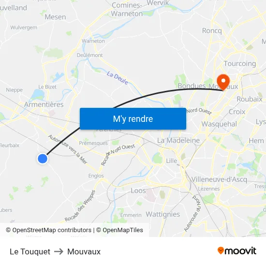 Le Touquet to Mouvaux map