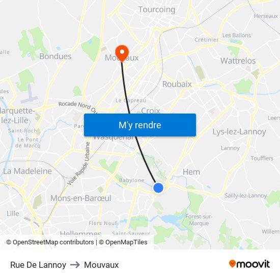 Rue De Lannoy to Mouvaux map