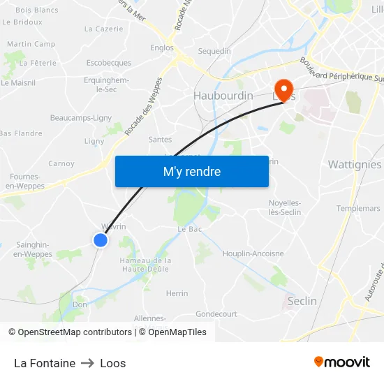 La Fontaine to Loos map