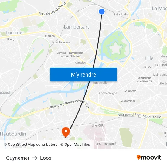 Guynemer to Loos map
