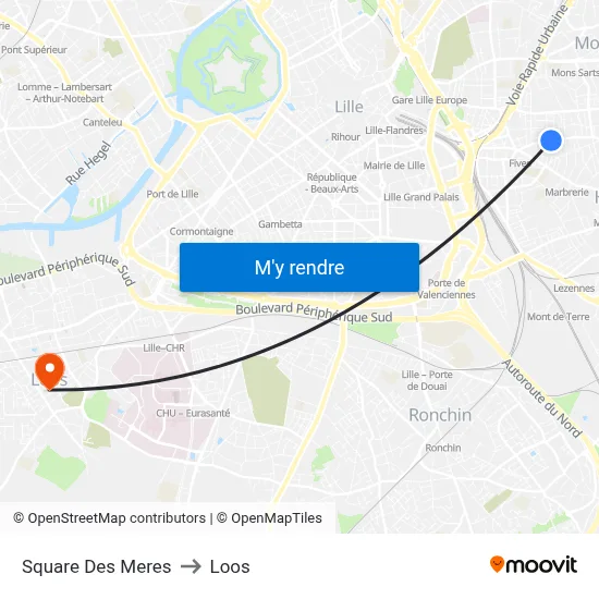 Square Des Meres to Loos map