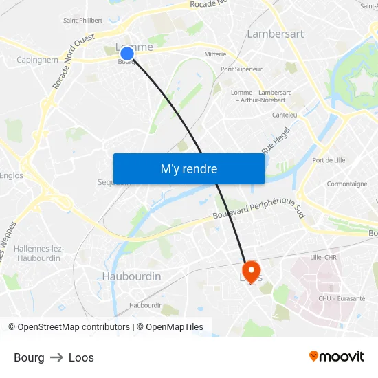 Bourg to Loos map
