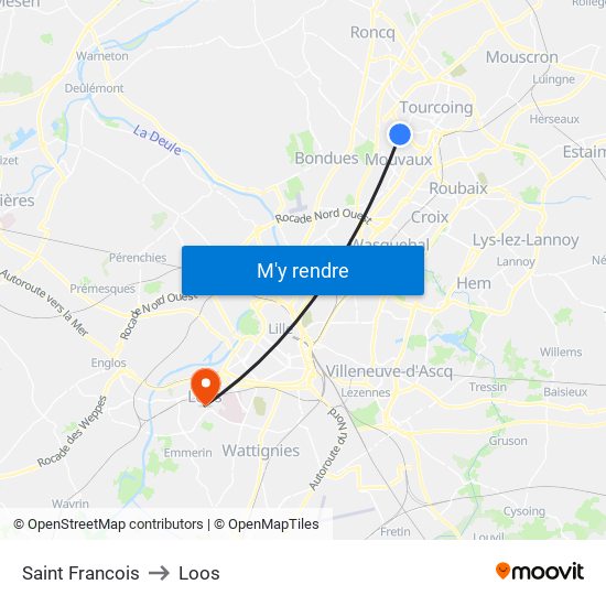 Saint Francois to Loos map