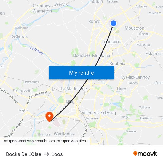 Docks De L'Oise to Loos map