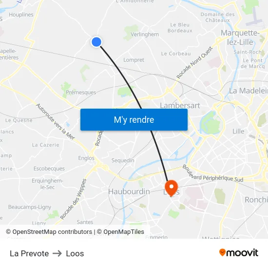 La Prevote to Loos map