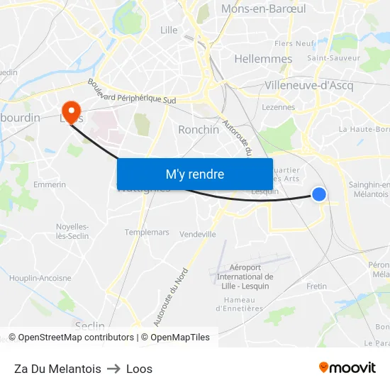 Za Du Melantois to Loos map