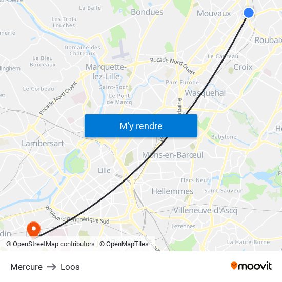 Mercure to Loos map