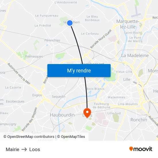 Mairie to Loos map