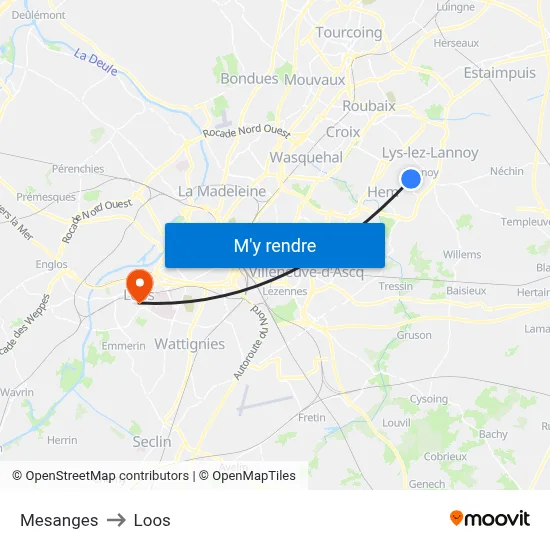 Mesanges to Loos map