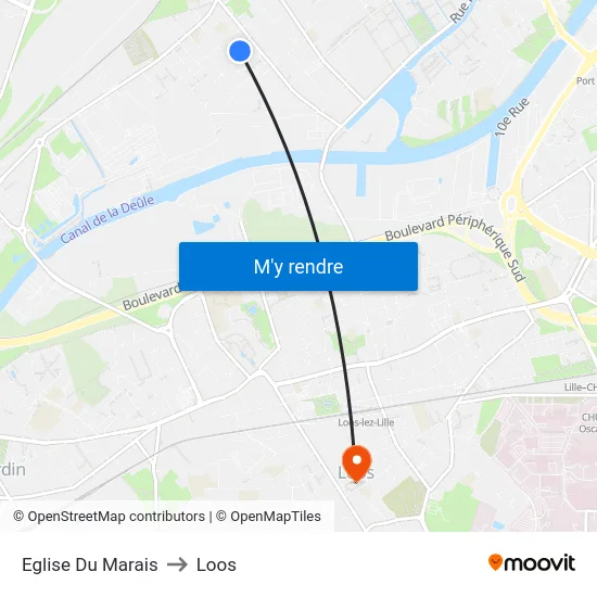 Eglise Du Marais to Loos map