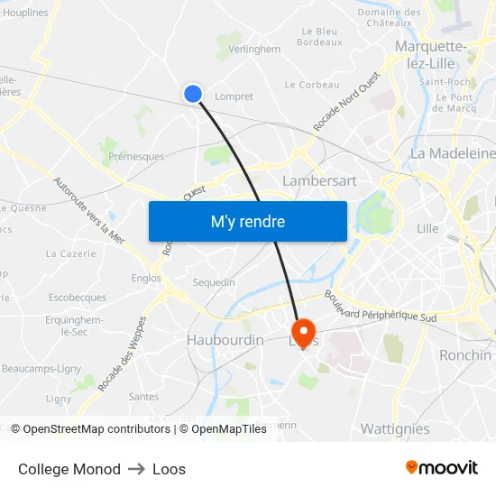 College Monod to Loos map