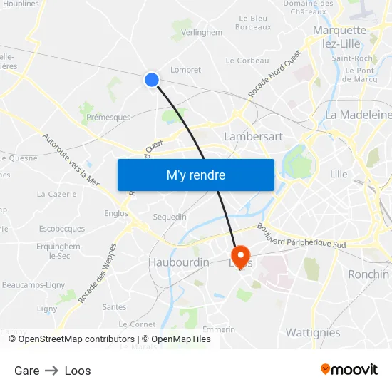 Gare to Loos map