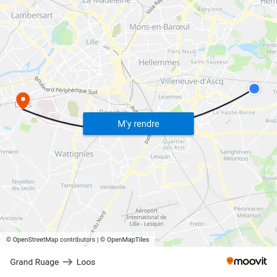 Grand Ruage to Loos map