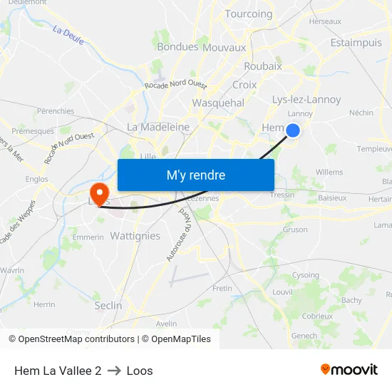 Hem La Vallee 2 to Loos map