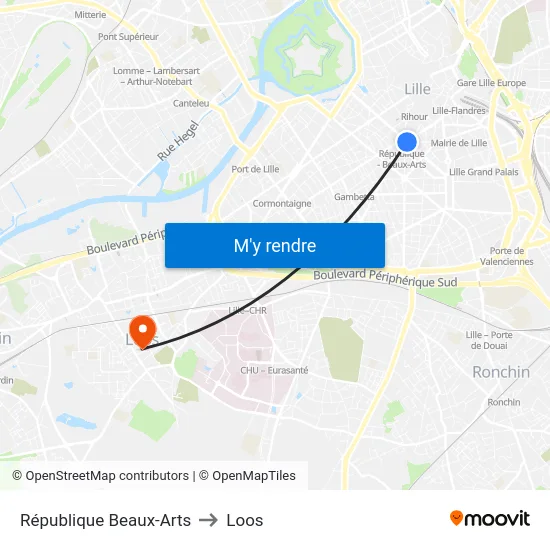 République Beaux-Arts to Loos map