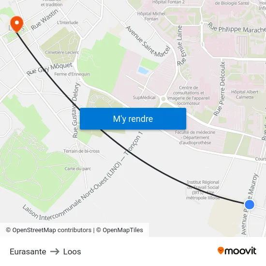 Eurasante to Loos map