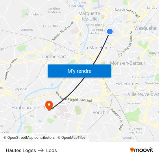 Hautes Loges to Loos map