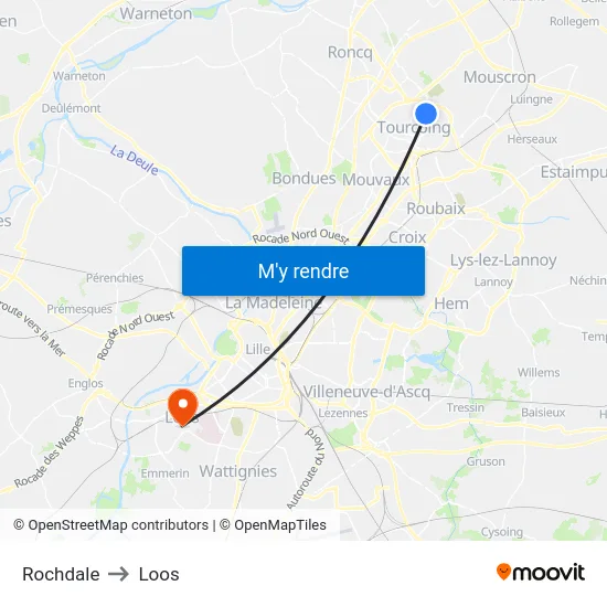 Rochdale to Loos map