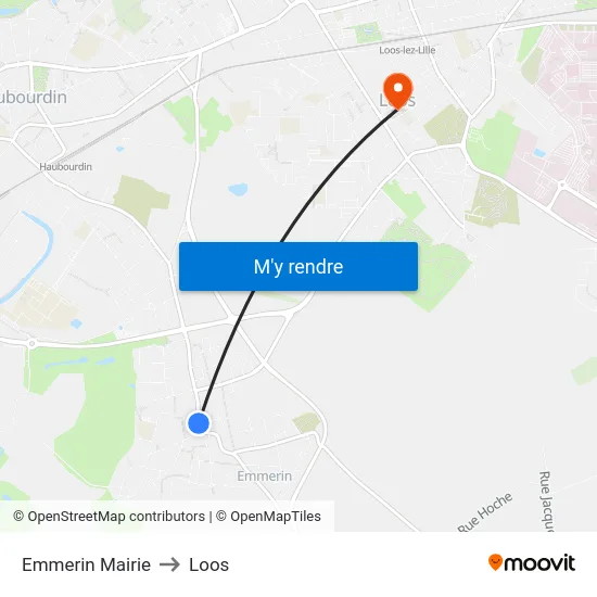 Emmerin Mairie to Loos map