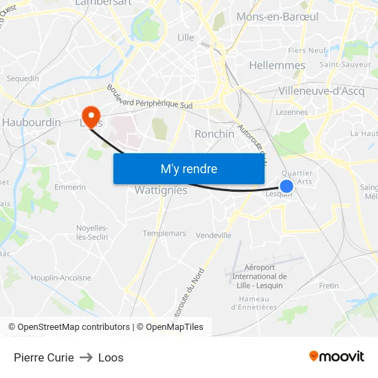 Pierre Curie to Loos map
