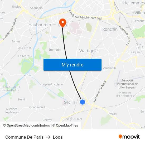 Commune De Paris to Loos map