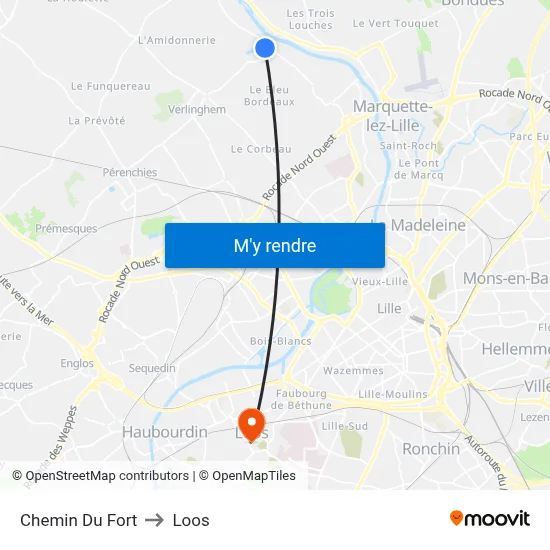 Chemin Du Fort to Loos map