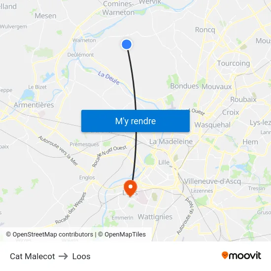 Cat Malecot to Loos map