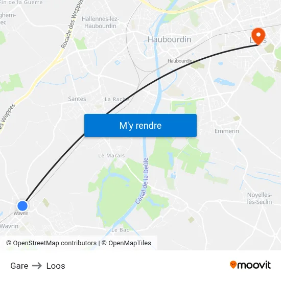 Gare to Loos map