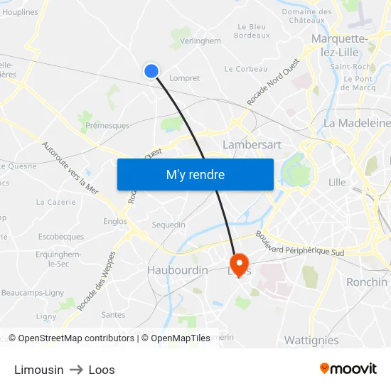 Limousin to Loos map