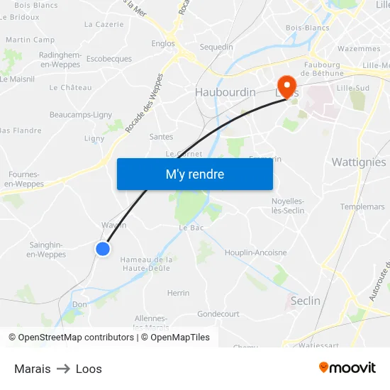 Marais to Loos map