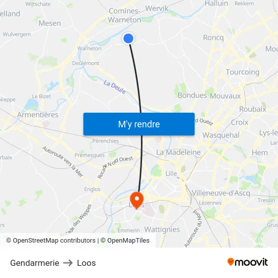 Gendarmerie to Loos map