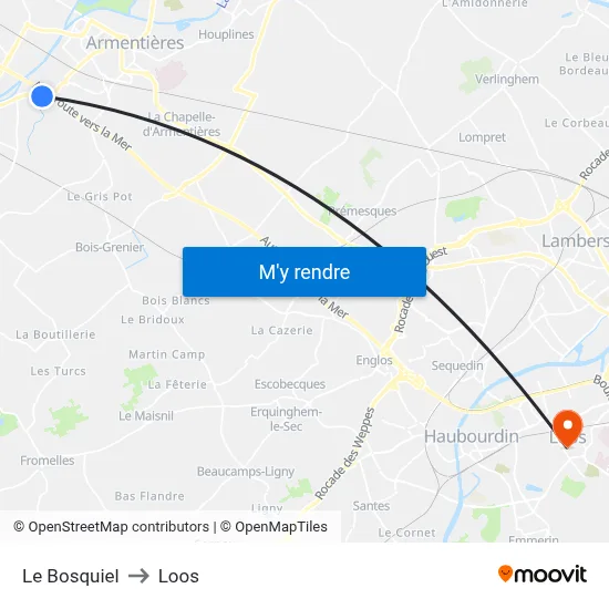 Le Bosquiel to Loos map