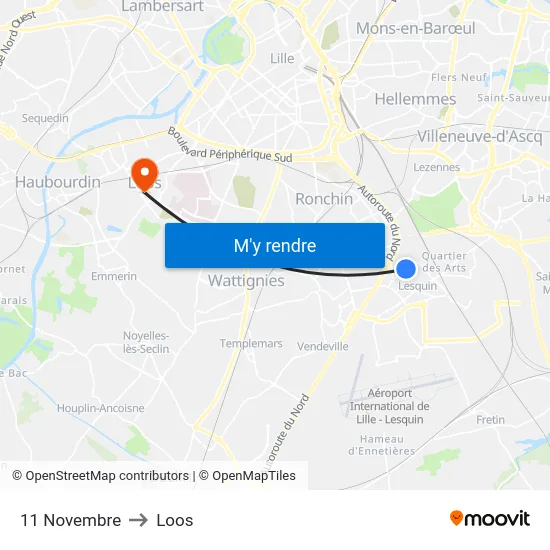11 Novembre to Loos map