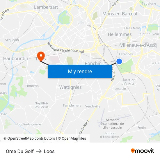 Oree Du Golf to Loos map